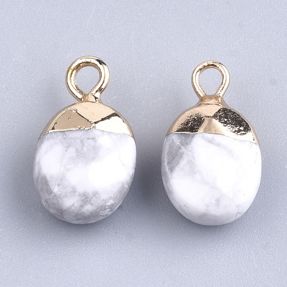 achat Pendentif en pierre naturelle - Howlite ovale - 15 x 8 mm