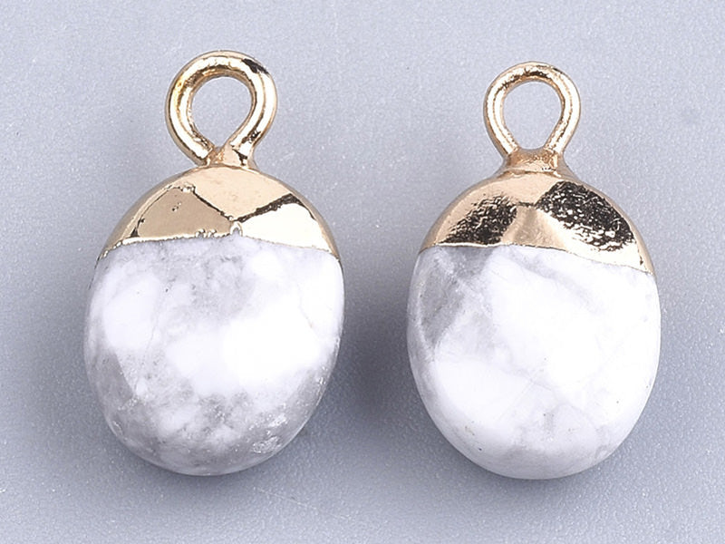 achat Pendentif en pierre naturelle - Howlite ovale - 15 x 8 mm