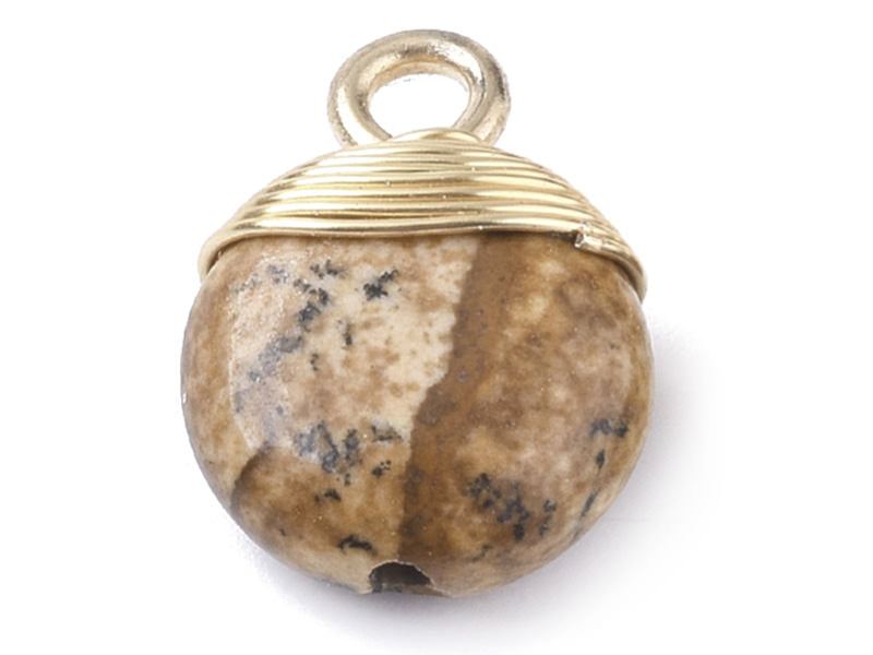 Achat Pendentif en pierre naturelle - jaspe  - rond - 15 x 11 mm