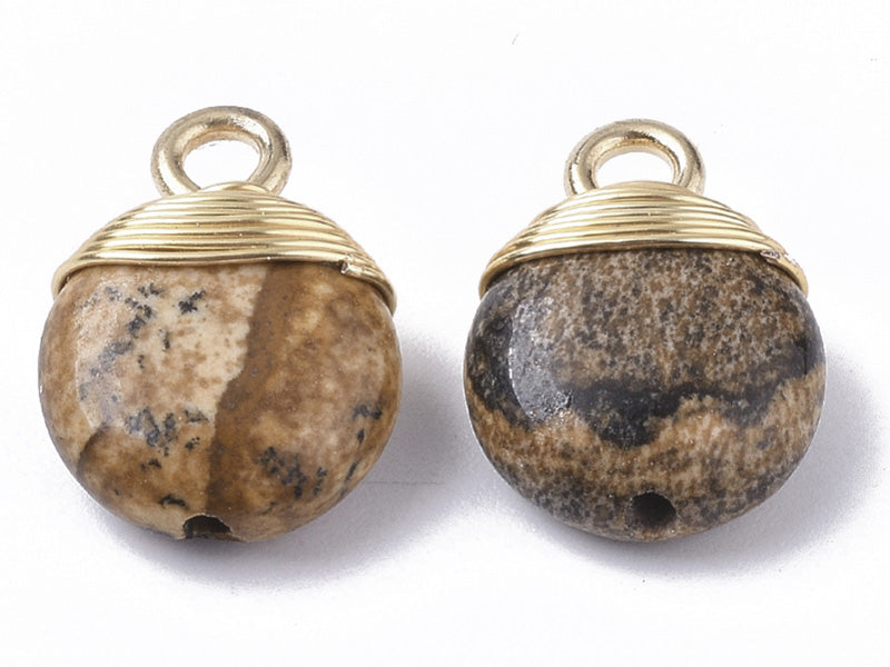 achat Pendentif en pierre naturelle - jaspe  - rond - 15 x 11 mm