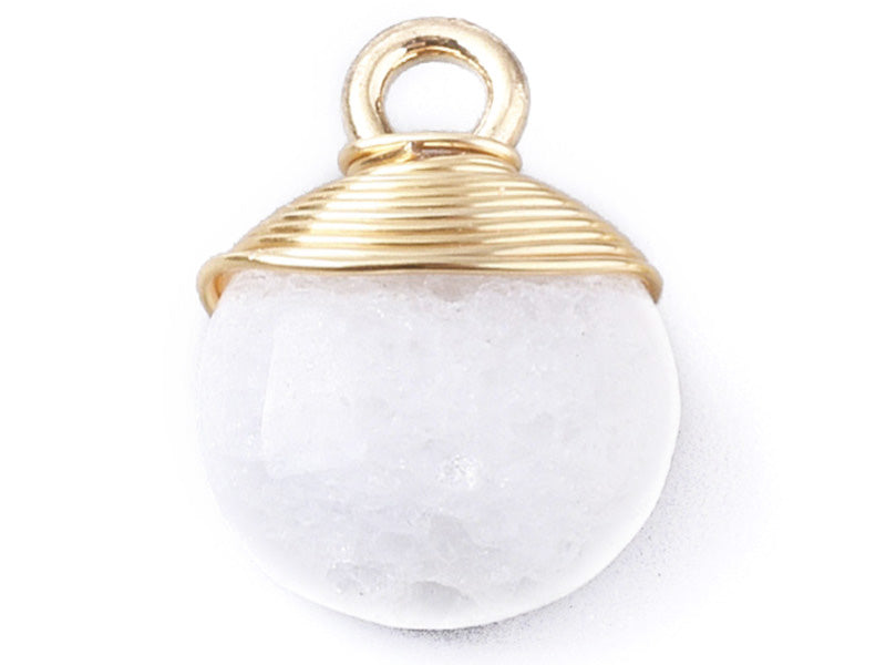 Achat Pendentif en pierre naturelle - Jade blanc  - rond - 15 x 11 mm