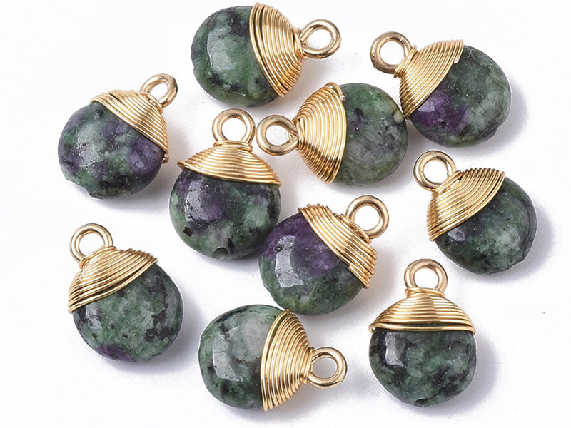 Acheter Pendentif en pierre naturelle - rubis sur Zoïsite / Anyolite - rond - 15 x 11 mm - 2,99 € en ligne sur La Petite Epic...
