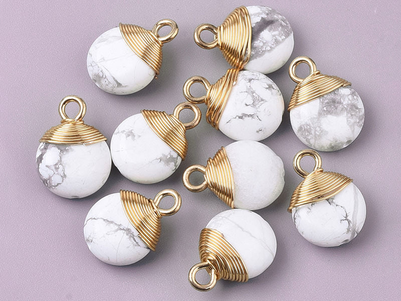 achat Pendentif en pierre naturelle - Howlite - rond - 15 x 11 mm