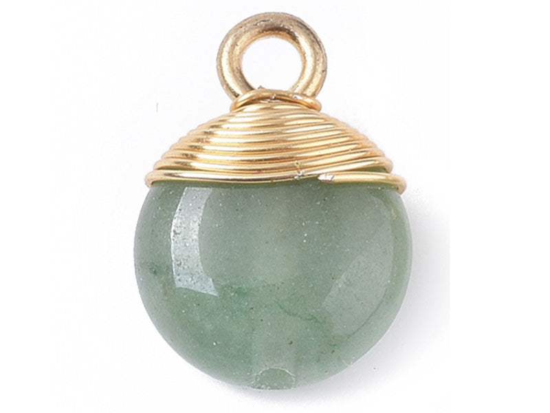 Achat Pendentif en pierre naturelle - Aventurine - rond - 15 x 11 mm