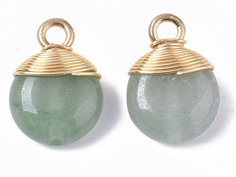 Achat Pendentif en pierre naturelle - Aventurine - rond - 15 x 11 mm