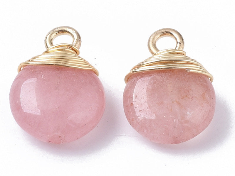 Achat Pendentif en pierre naturelle - Jade Rose - rond - 15 x 11 mm