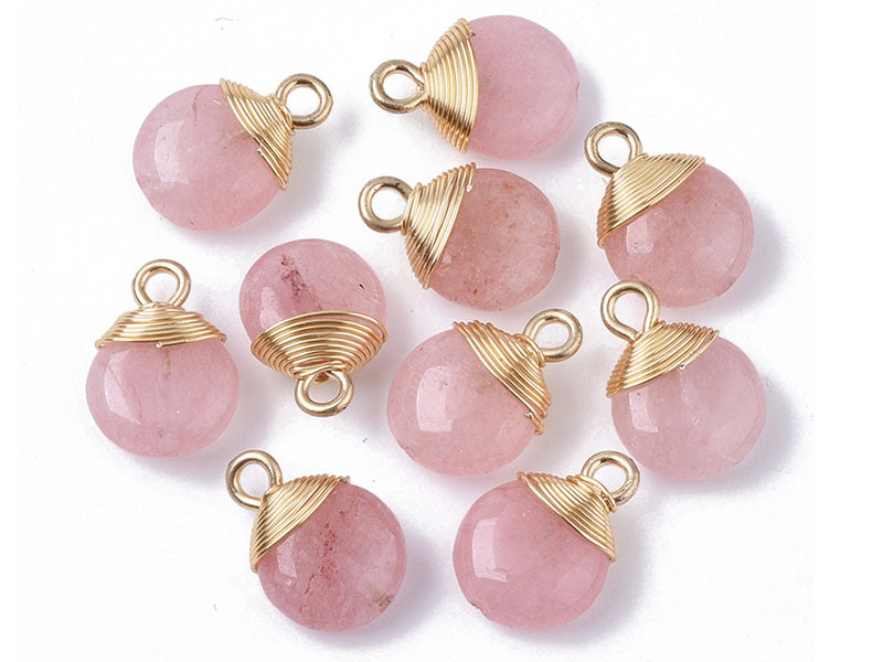 achat Pendentif en pierre naturelle - Jade Rose - rond - 15 x 11 mm