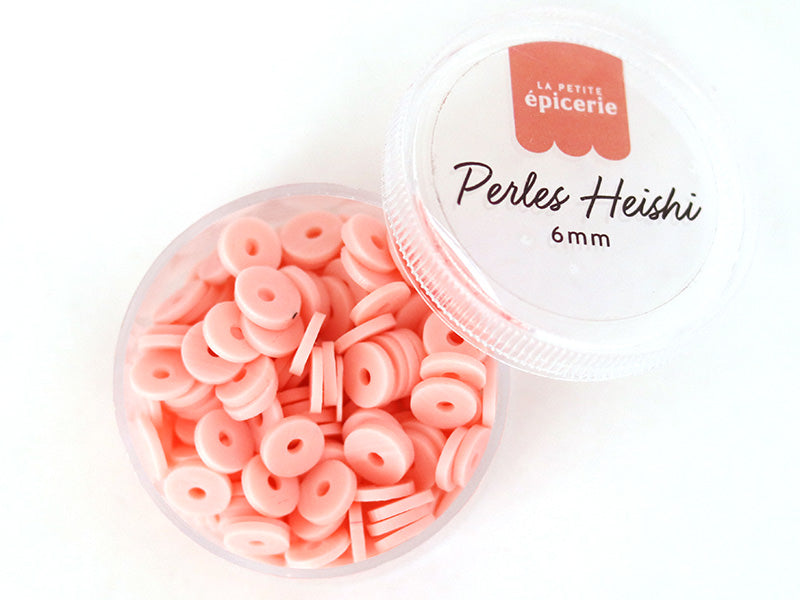 achat Boite de perles rondelles heishi 6 mm - rose poudré
