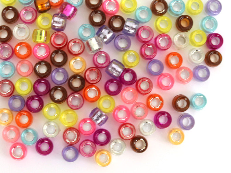 Achat 100 perles basiques en plastique - effet métallisé intérieur - 6 mm