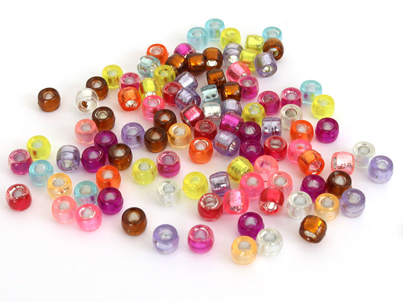 Achat 100 perles basiques en plastique - effet métallisé intérieur - 6 mm