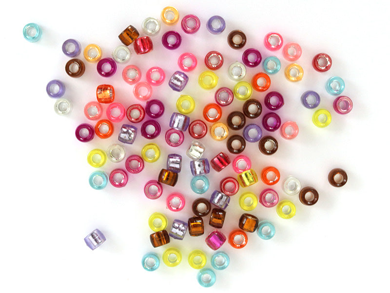 achat 100 perles basiques en plastique - effet métallisé intérieur - 6 mm