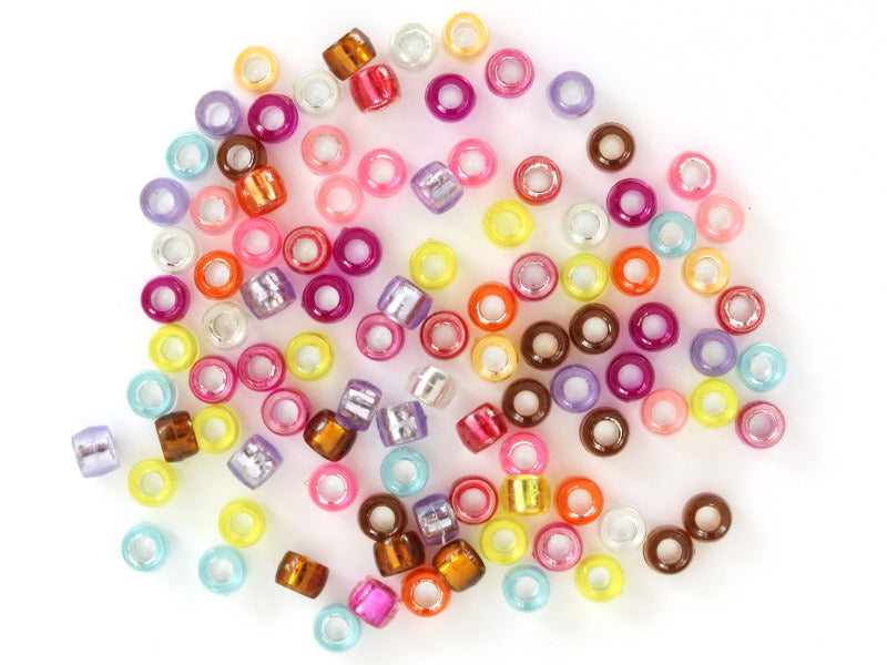 achat 100 perles basiques en plastique - effet métallisé intérieur - 6 mm