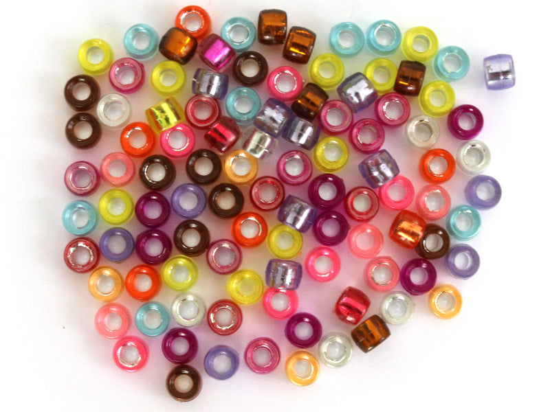 achat 100 perles basiques en plastique - effet métallisé intérieur - 6 mm
