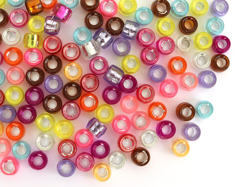 achat 100 perles basiques en plastique - effet métallisé intérieur - 6 mm
