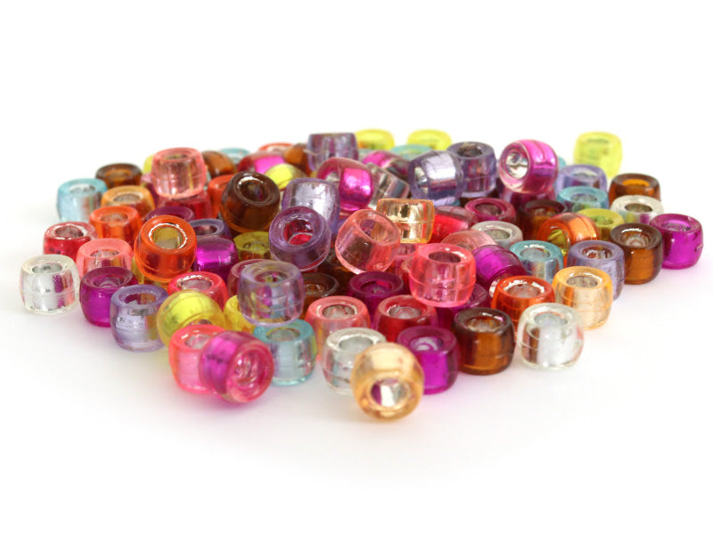 achat 100 perles basiques en plastique - effet métallisé intérieur - 6 mm