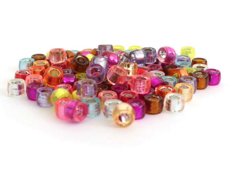 achat 100 perles basiques en plastique - effet métallisé intérieur - 6 mm