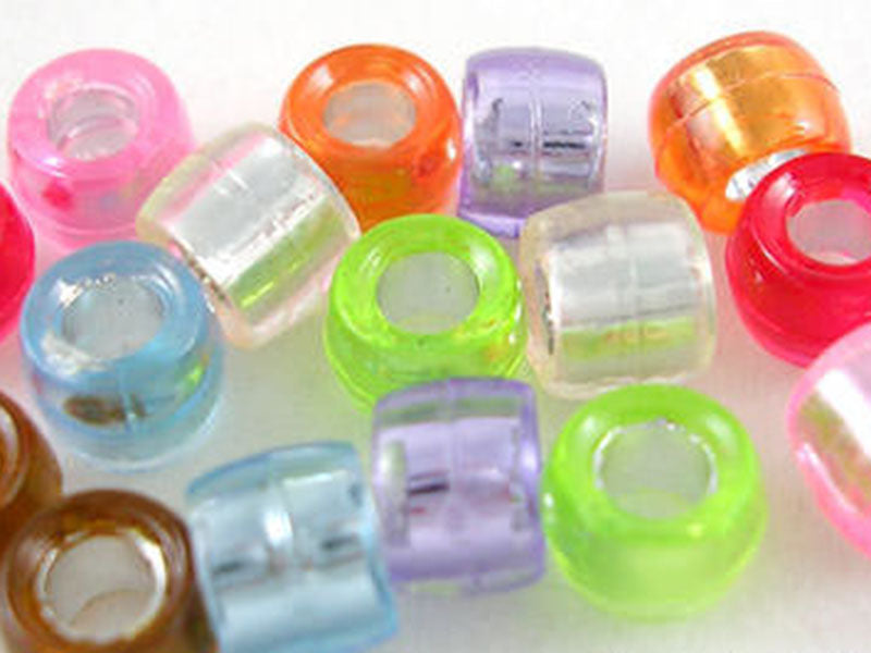 achat 100 perles basiques en plastique - effet métallisé intérieur - 6 mm