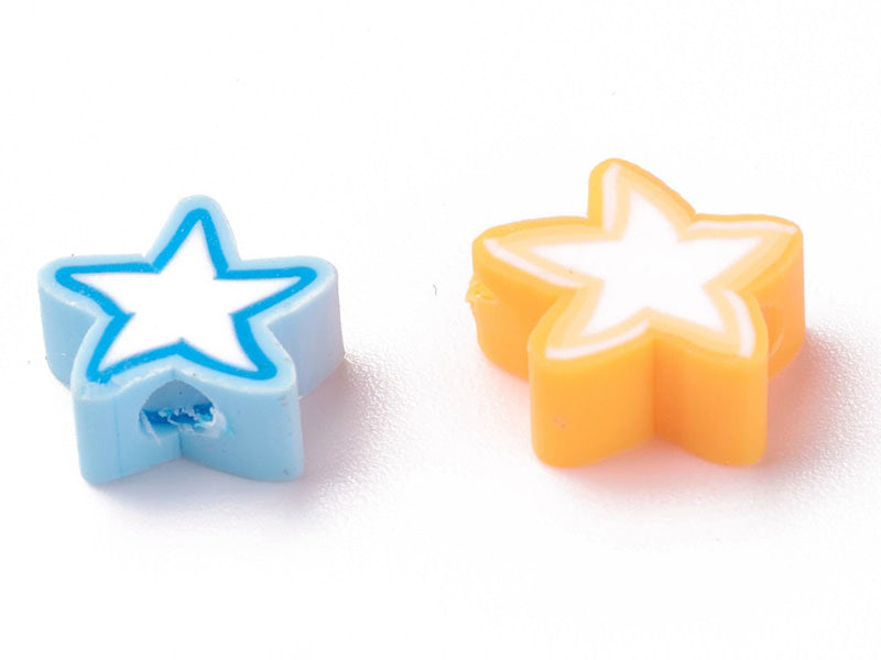 Achat 20 perles en pâte polymère - étoiles - multicolore