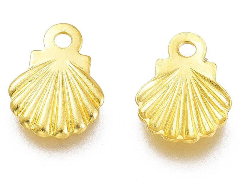 achat 10 mini breloques / pendentifs mini coquillages - 7,5 mm - acier inoxydable doré