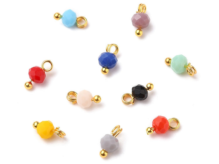 Achat Lot de 10 pendentifs / breloques  -  perles multicolores à facettes - 4 mm