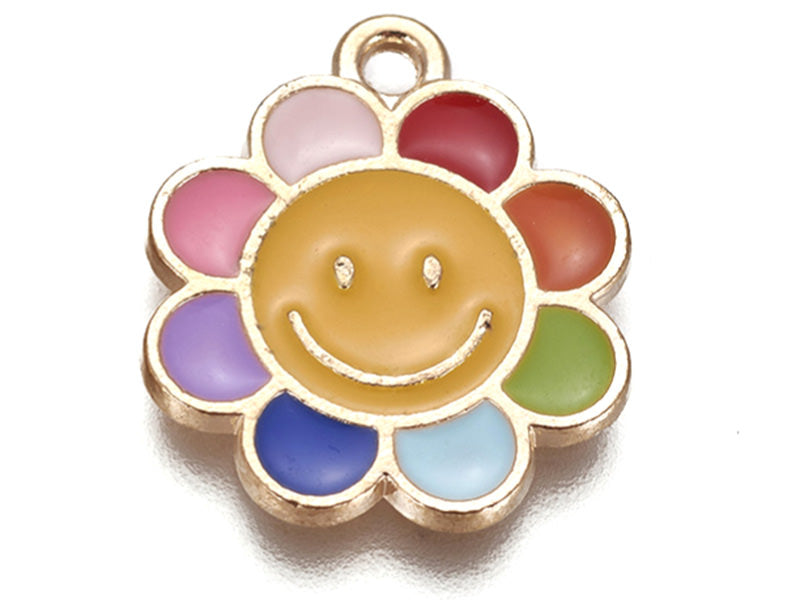 Achat pendentif émaillé - paquerette souriante - multicolore