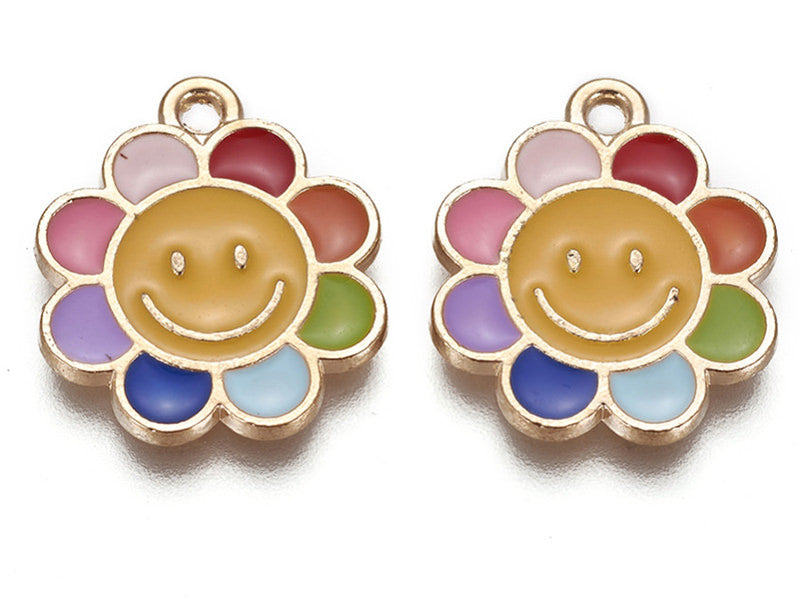 Achat pendentif émaillé - paquerette souriante - multicolore
