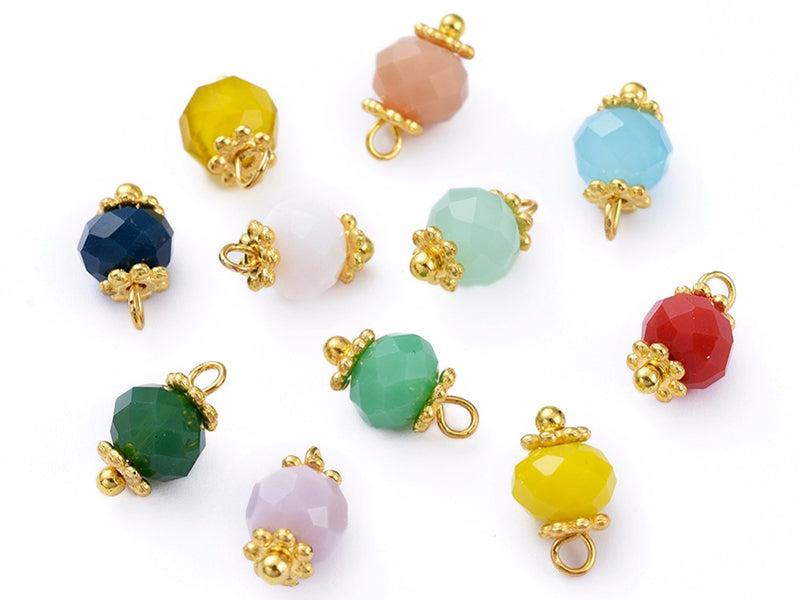 Achat 10 pendentifs / intercalaires -  perles multicolores à facettes - 6 mm