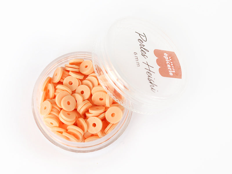 Achat Boite de perles rondelles heishi 6 mm - orange pâle abricot