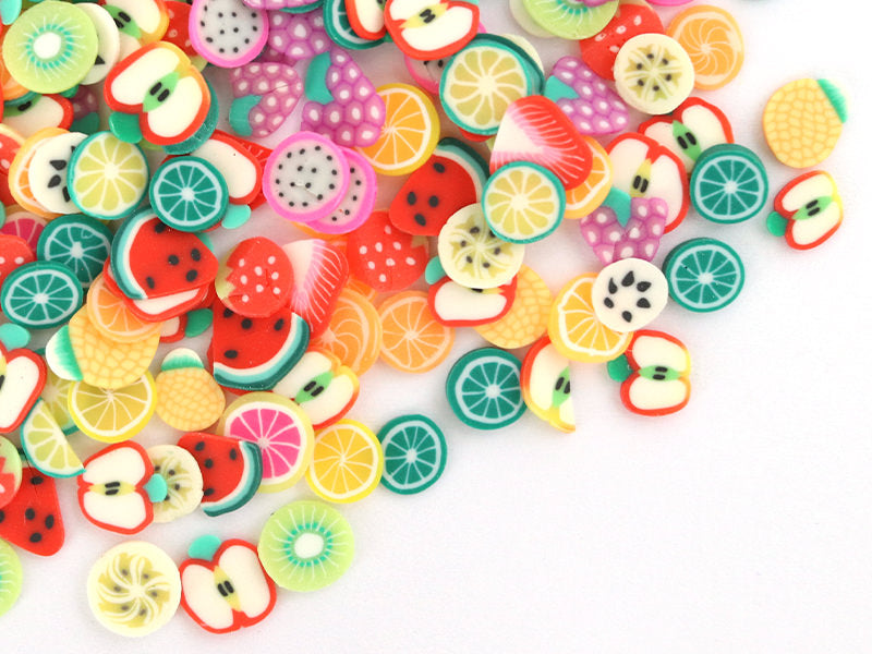 achat Tranches de canes en pâte polymère - fruits variés - 10 grammes