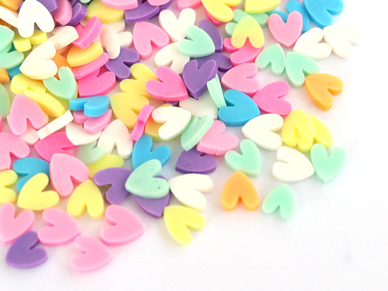 Achat Confettis en pâte polymère - coeurs pastel  - 10 grammes