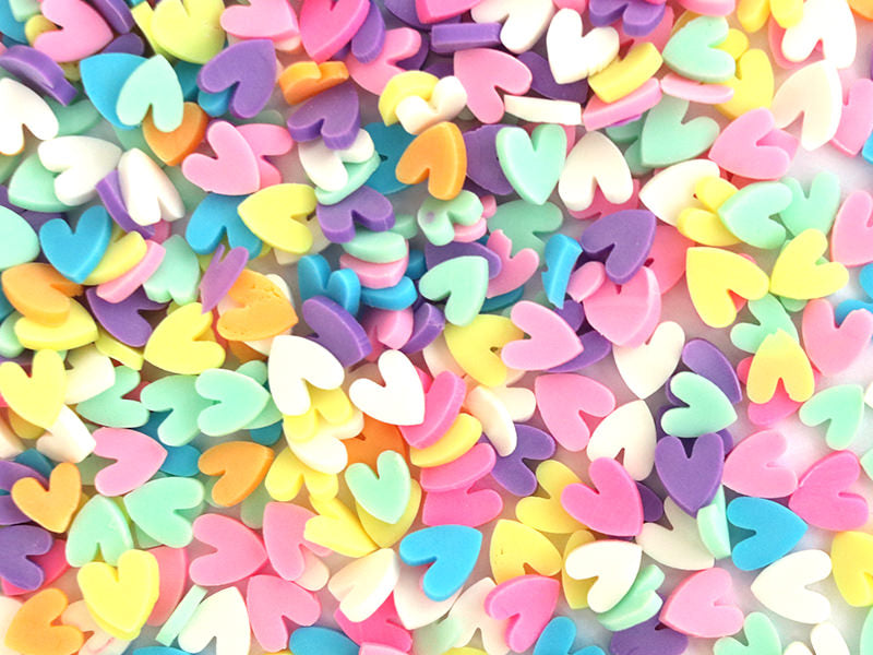 achat Confettis en pâte polymère - coeurs pastel  - 10 grammes
