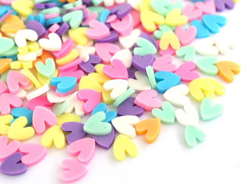 achat Confettis en pâte polymère - coeurs pastel  - 10 grammes