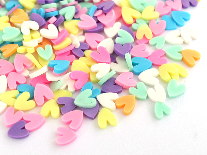 achat Confettis en pâte polymère - coeurs pastel  - 10 grammes