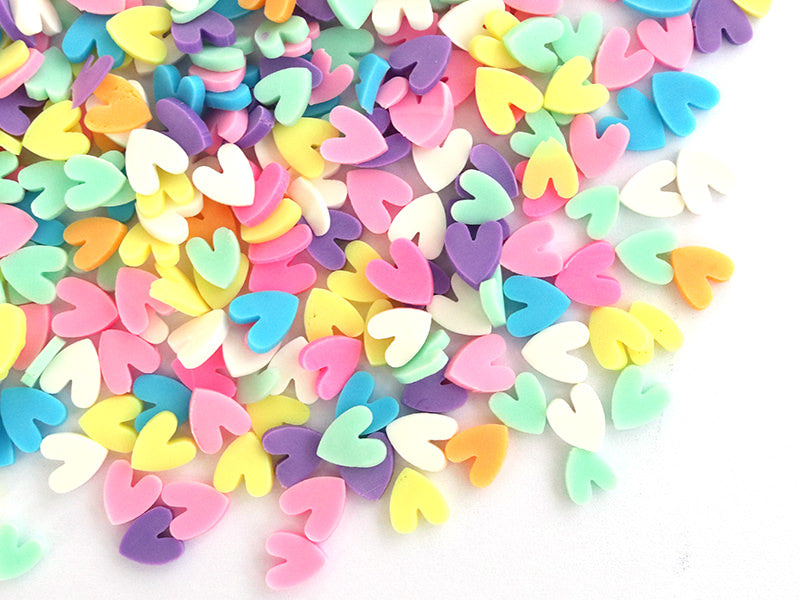 achat Confettis en pâte polymère - coeurs pastel  - 10 grammes