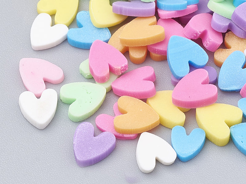 achat Confettis en pâte polymère - coeurs pastel  - 10 grammes