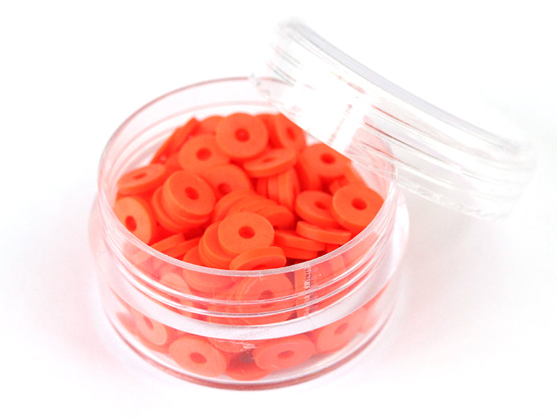 Achat Boite de perles rondelles heishi 6 mm - rouge tomate - rouge orangé