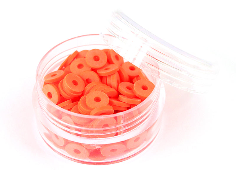 achat Boite de perles rondelles heishi 6 mm - rouge tomate - rouge orangé