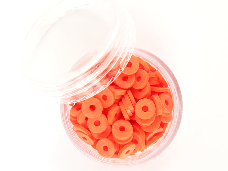 achat Boite de perles rondelles heishi 6 mm - rouge tomate - rouge orangé