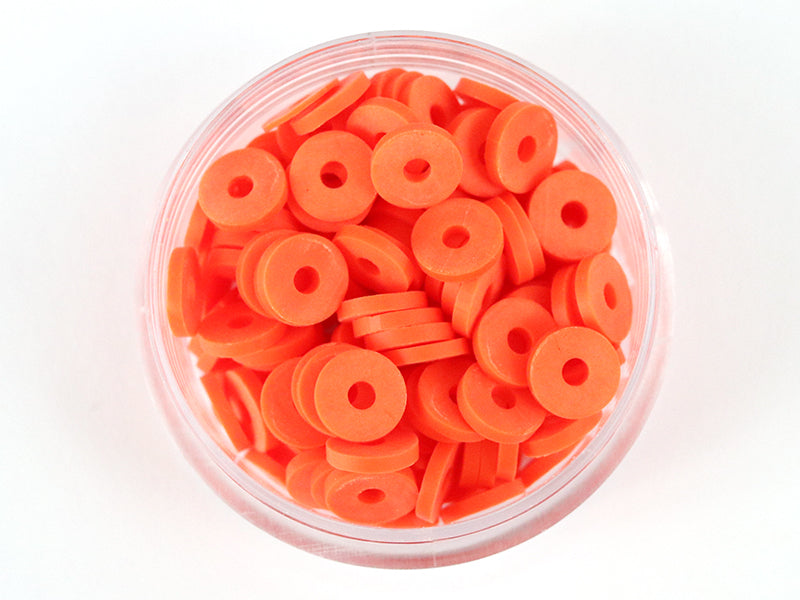 achat Boite de perles rondelles heishi 6 mm - rouge tomate - rouge orangé