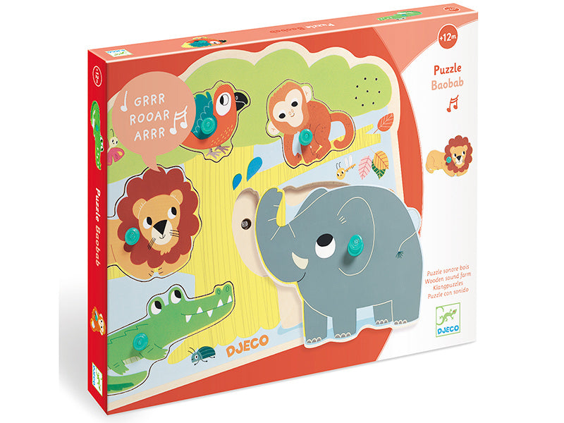 achat Puzzle sonore en bois - Baobab - les animaux de la savane
