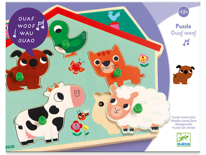 Achat Puzzle sonore en bois - Ouaf woof - les animaux familiers