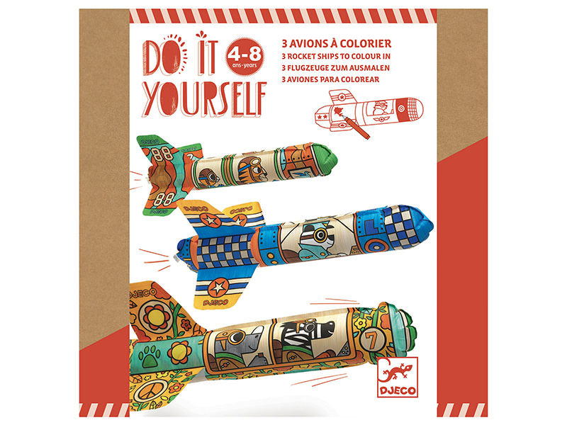 Achat Coffret DIY -3 ballons en forme d'avions à colorier - Dans le ciel