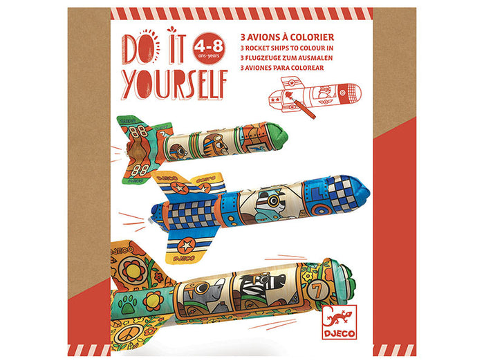 Achat Coffret DIY -3 ballons en forme d'avions à colorier - Dans le ciel