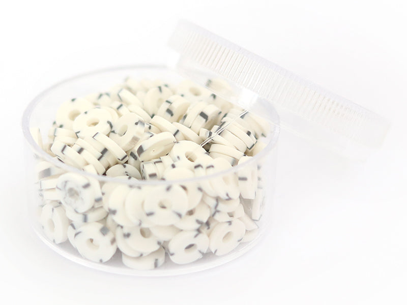 Achat Boite de perles rondelles heishi 6 mm - Naturel blanc