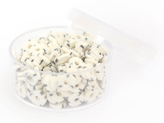 Achat Boite de perles rondelles heishi 6 mm - Naturel blanc