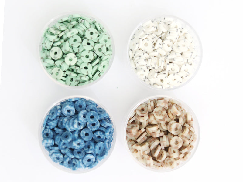 achat Boite de perles rondelles heishi 6 mm - Naturel blanc