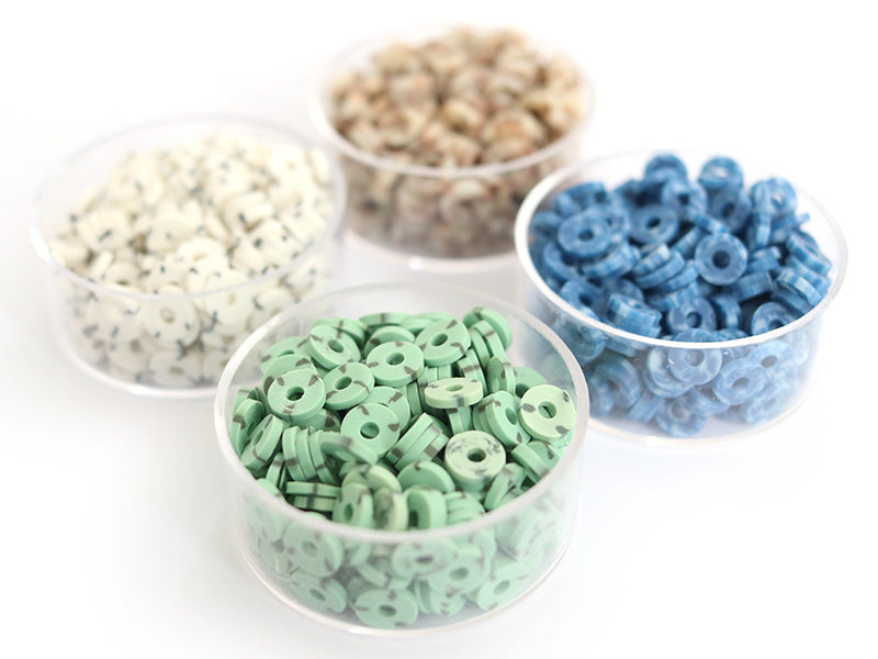 achat Boite de perles rondelles heishi 6 mm - Naturel vert