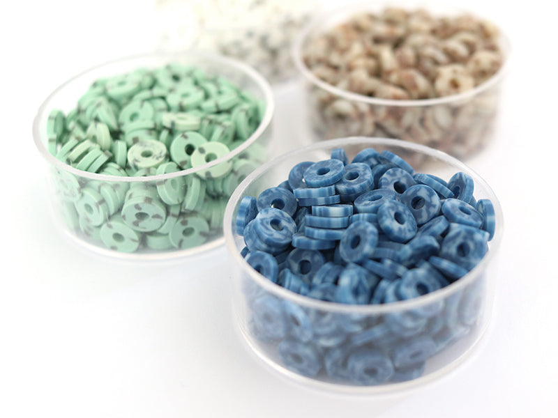 achat Boite de perles rondelles heishi 6 mm - Naturel vert