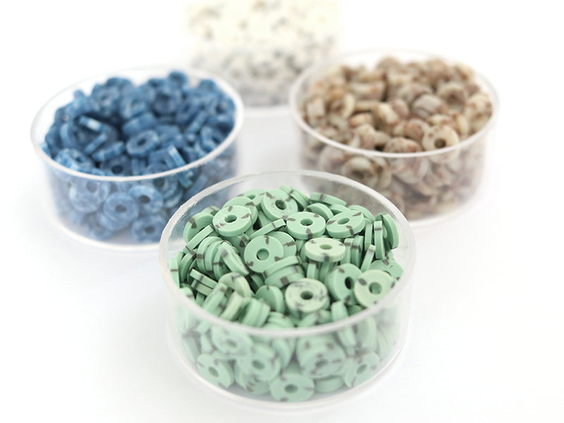 achat Boite de perles rondelles heishi 6 mm - Naturel vert