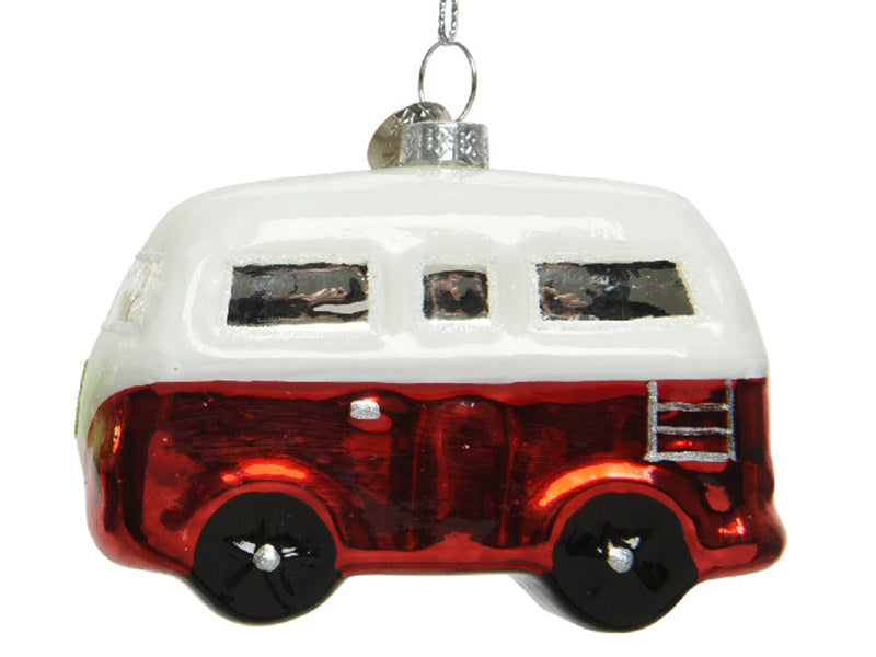 Achat Décoration de Noël en verre - minibus van rouge
